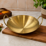 China golden chef wok stainless steel double handle multipurpose cooking and serving pan – Pakistan