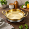 China Golden Spanish Paella Pan Premium Stainless Steel Non-Stick Seafood Cooking Pan With Double Handles