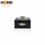 Croc Luxe 3-Piece Black Crocodile Pattern Leather Jewelry Box Set with Golden Knobs – Home Hatch Pakistan