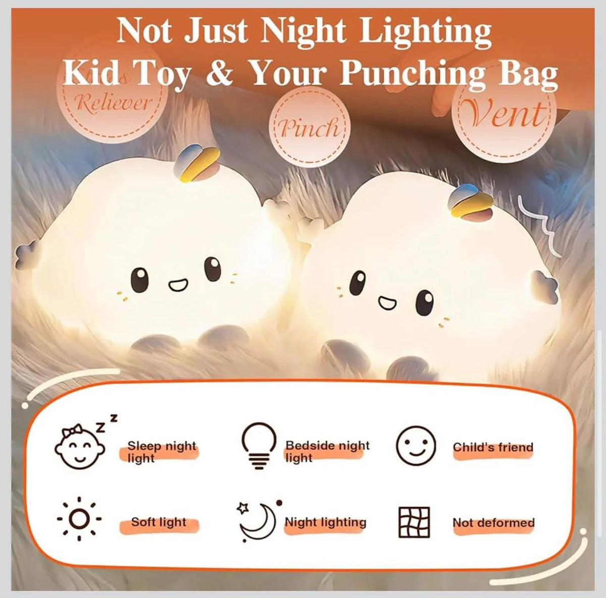 Cute Cloud Silicone Night Light – Soft-Glow LED Bedside Lamp – Home Hatch Pakistan