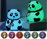 Cute Panda Silicone Night Light with Red & Green Scarf – Soft LED Bedside Lamp – Home Hatch Pakistan