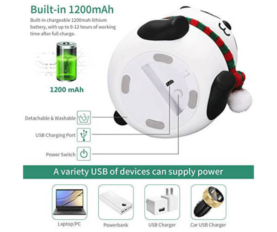 Cute Panda Silicone Night Light with Red & Green Scarf – Soft LED Bedside Lamp – Home Hatch Pakistan