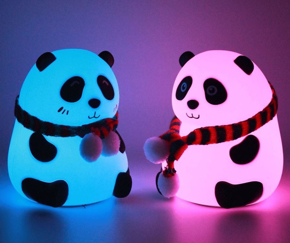 Cute Panda Silicone Night Light with Red & Green Scarf – Soft LED Bedside Lamp – Home Hatch Pakistan