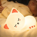 cute silicone LED night light USB rechargeable touch control cute cat lamp – Pakistan