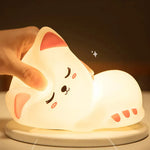 cute silicone LED night light USB rechargeable touch control cute cat lamp – Pakistan