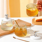 Cute Bear Glass Coffee Mug with Lid & Spoon | Tea, Coffee & Milk Cup