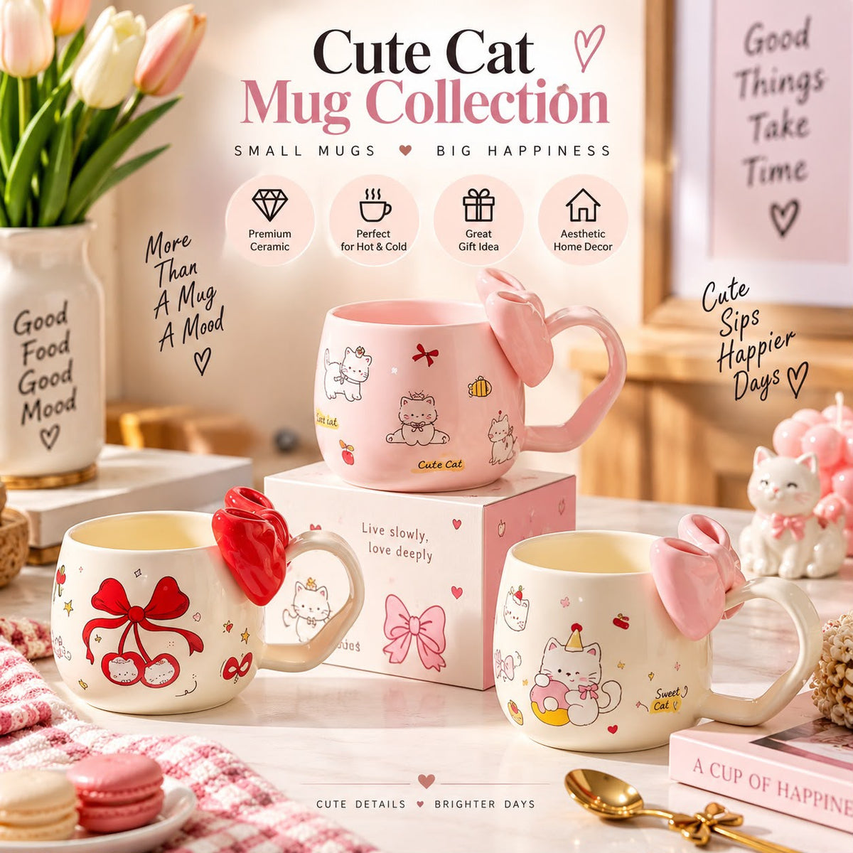 cartoon cat ceramic coffee mug, 3D bow handle coffee mug, cute cat tea cup, cat mug with ribbon handle, aesthetic cat coffee mug, cartoon cat ceramic cup, cute ceramic mugs Pakistan, cat coffee mug Pakistan, bow handle mug Pakistan, 3D bow ceramic mug, kawaii cat mug, cat lover gift Pakistan, cartoon coffee cup, ribbon handle tea cup, aesthetic drinkware Pakistan, cute chai mug, novelty ceramic coffee mug, cat themed kitchen accessories, coquette coffee mug, unique coffee mugs Pakistan, cute gift for cat lo