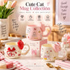 Cartoon Cat Ceramic Coffee Mug with 3D Bow Handle – Cute Aesthetic Tea & Coffee Cup