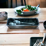 Sleek Silver Cutlery Storage Box with Acrylic lid