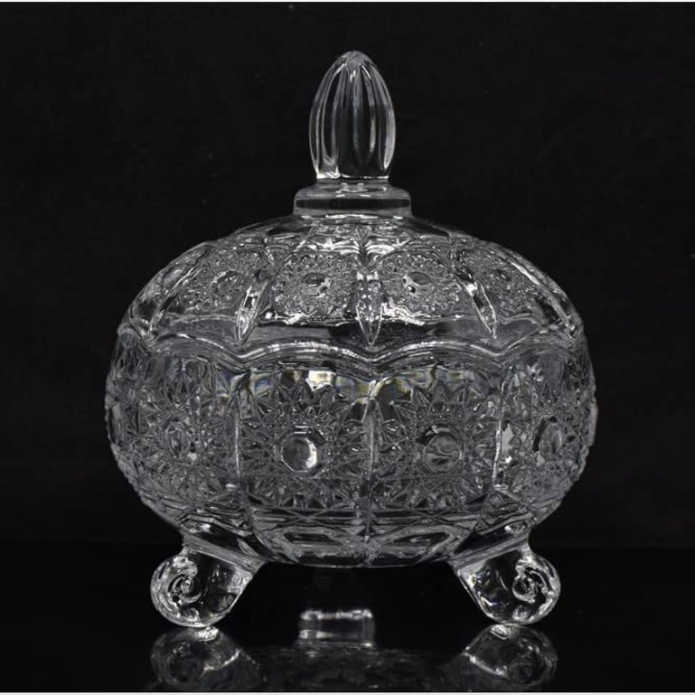 Crystal Glass Candy Jar With Lid | Home Decor
