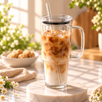 DANNY HOME 900ml glass tumbler, Danny Home glass tumbler, 900ml glass tumbler with handle, glass tumbler with plastic lid and straw, reusable glass drinking cup, large capacity glass tumbler, glass water cup with handle, iced coffee glass tumbler, glass tumbler for juice, glass drinking cup with straw, 900ml water tumbler, reusable iced coffee cup, glass tumbler with straw Pakistan, Danny Home drinkware Pakistan, glass water tumbler Pakistan, large glass drinking cup Pakistan, glass tumbler online Pakistan,