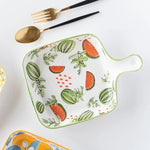 DANNY HOME Fruit Print Ceramic Serving Dish – Colorful Fruit Pattern Ceramic Platter for Fruits & Snacks