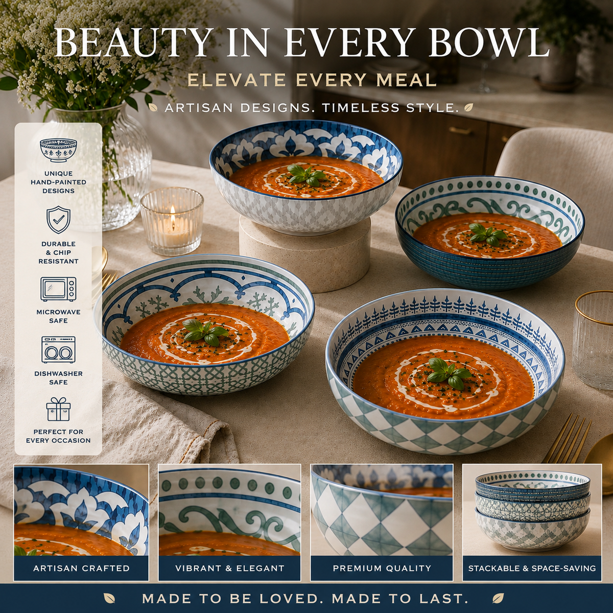 DANNY HOME set of 4 premium 8.5-inch porcelain soup plates with deep round design for soup, pasta, salad, cereal, rice, and everyday dining.DANNY HOME porcelain soup platesporcelain soup plates set of 48.5 inch soup platesdeep porcelain serving bowlsporcelain pasta bowlssoup bowls setsalad serving bowlscereal bowls porcelainpremium porcelain dinnerwaredeep serving bowls