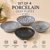 DANNY HOME Set of 4 Porcelain Multipurpose Deep Plates 8.5-Inch