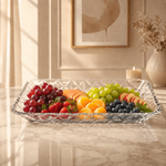 DELISOGA Rectangular Glass Serving Dish | Crystal-Cut Serving Tray for Snacks, Desserts, Fruits & Table Serving