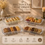 DELISOGA rectangular crystal-cut clear glass serving dish for presenting snacks, desserts, fruits, sweets, chocolates and treats.DELISOGA glass serving dishrectangular glass serving dishcrystal cut serving trayglass serving traydessert serving dishfruit serving traysnack serving dishcrystal cut glass dishpremium glass servewareglass serving dish Pakistan