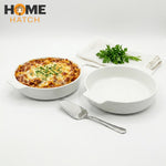 Danny Home 11.5 Inch White Oval Ceramic Baking Dish | Oven-Safe Bakeware