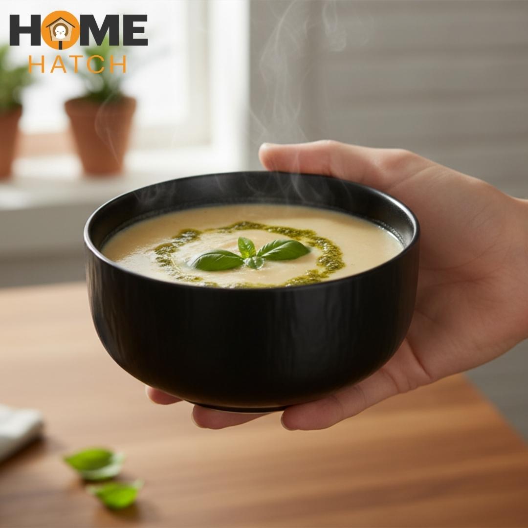 Danny Home 6" Black Multipurpose Ceramic Bowl – 1 Piece