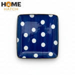 DANNY HOME Square Ceramic Dinner PlateBlue Polka Dot Design