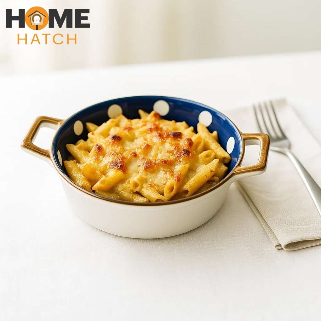 DANNY HOME 7.75" Round Ceramic Multipurpose Dish – Blue Polka Dot Design