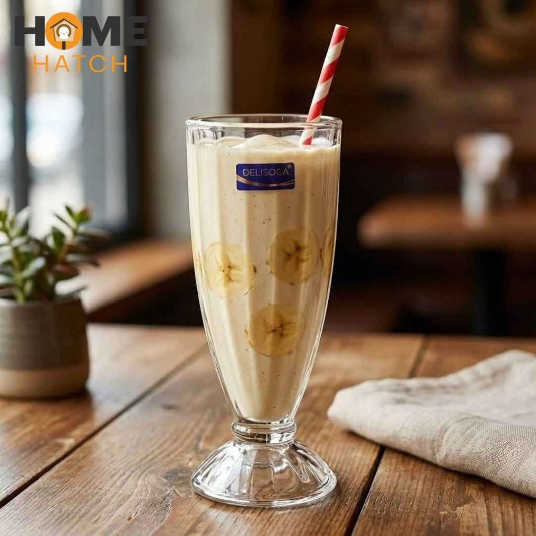 Delisoga Premium Milkshake/Juice Glass | Falooda Glass - Set of 6 340ml