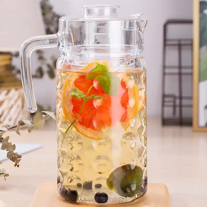 Delisoga Textured Glass Water Jug with Lid | Premium Serving Pitcher ...