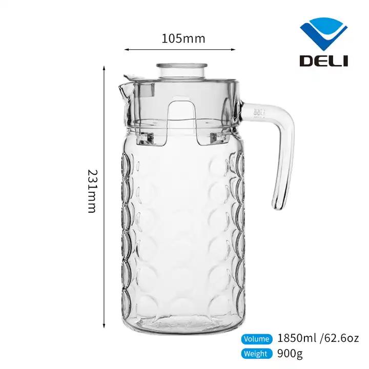 Delisoga Textured Glass Water Jug with Lid | Premium Serving Pitcher - Home Hatch