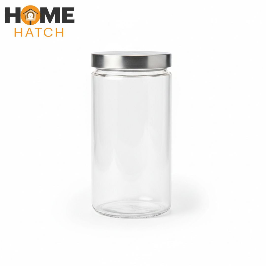 Delisoga® Clear Glass Storage Jars – Airtight Kitchen Containers 1.64 Litre Capacity