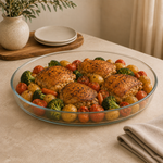 Delisoga glass baking dishround glass baking dishglass casserole dishclear glass baking dishround glass roasting dishoven to table glass dishglass bakewareglass serving dishround casserole dishglass baking dish PakistanDelisoga clear round glass baking and serving dish for casseroles, roasting, baked pasta, vegetables and oven-to-table presentation.