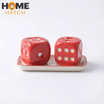 Dice Shaped Salt and Pepper Shaker Set with Tray