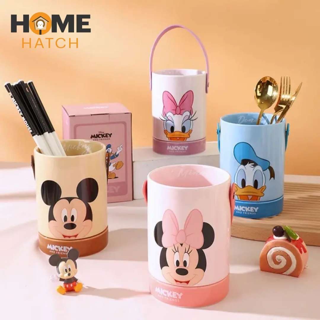 Disney Mickey Minnie Donald Duck Daisy Cute Ceramic Chopstick Barrel Drain Bucket