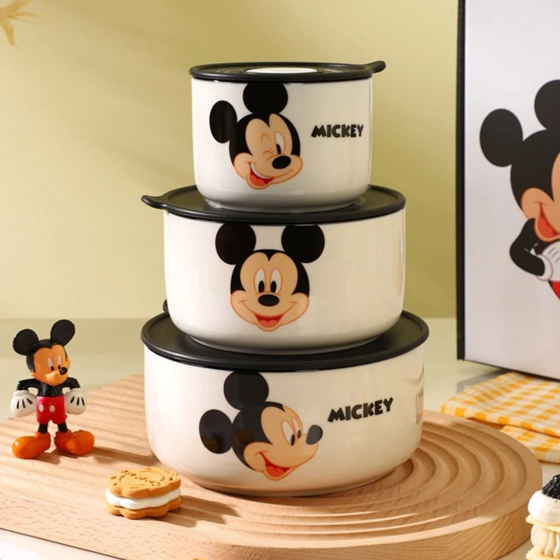 Disney Mickey & Friends Airtight Ceramic Bowl Set – 3