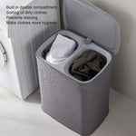 Double Laundry Hamper with Removable Bags – 2-Section Sorter Basket