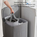 Double Laundry Hamper with Removable Bags – 2-Section Sorter Basket