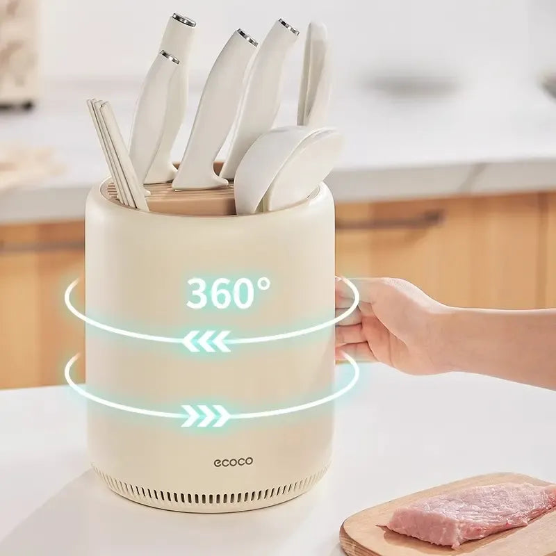ECOCO 360° Rotary Knife & Utensil Holder – Wall-Mounted Kitchen Organizer – Home Hatch