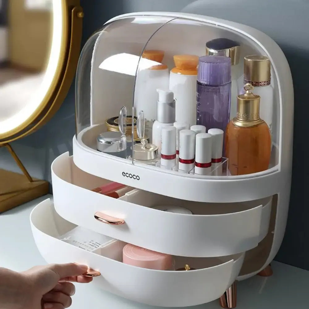 ECOCO Dustproof Multi-Layer Makeup Storage Organizer with Clear Lid – Home Hatch Pakistan