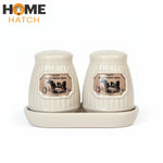 Farm Fresh Milk Ceramic Salt and Pepper Set with Tray Pakistan – Vintage Milk Bottle Design Ceramic Shakers for Kitchen and Dining Décor