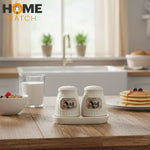 Farm Fresh Milk Ceramic Salt and Pepper Set with Tray Pakistan – Vintage Milk Bottle Design Ceramic Shakers for Kitchen and Dining Décor