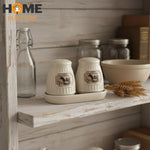 Farm Fresh Milk Ceramic Salt and Pepper Set with Tray Pakistan – Vintage Milk Bottle Design Ceramic Shakers for Kitchen and Dining Décor