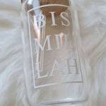Custom Name Print Tumbler Glass with Bamboo Lid And Glass Straw with Custom Print