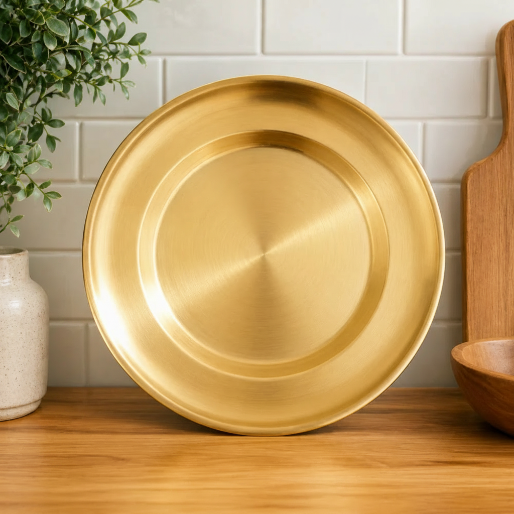 GOLDLUXA Juliana style premium stainless steel serving dinner plates golden finish – Pakistan