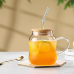 Glass Tumbler with Bamboo Lid & Straw Pakistan Eco-Friendly Iced Tea & Coffee Cup for Smoothies, Juices & Mocktails