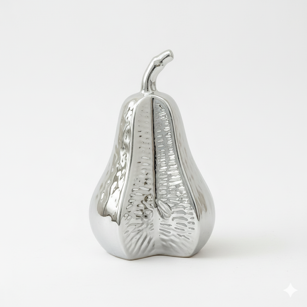 Gold ceramic pear sculpture decorative fruit figurine for home décor centerpiece