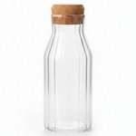 Ribbed glass cork bottleclear storage jar for water juice and kitchen display