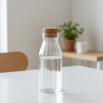 Ribbed glass cork bottleclear storage jar for water juice and kitchen display