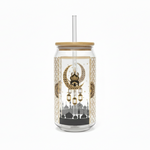 Ramzan Themed Glass Tumbler with Bamboo Lid & Straw