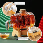 Glass Barrel Water & Juice Dispenser with Wooden Stand & Tap – 3 L & 5 L