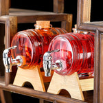 Glass Barrel Water & Juice Dispenser with Wooden Stand & Tap – 3 L & 5 L