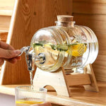 Glass Barrel Water & Juice Dispenser with Wooden Stand & Tap – 3 L & 5 L