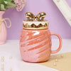 Glossy Ceramic Coffee Mug with Bow Lid | Cute Covered Tea Cup